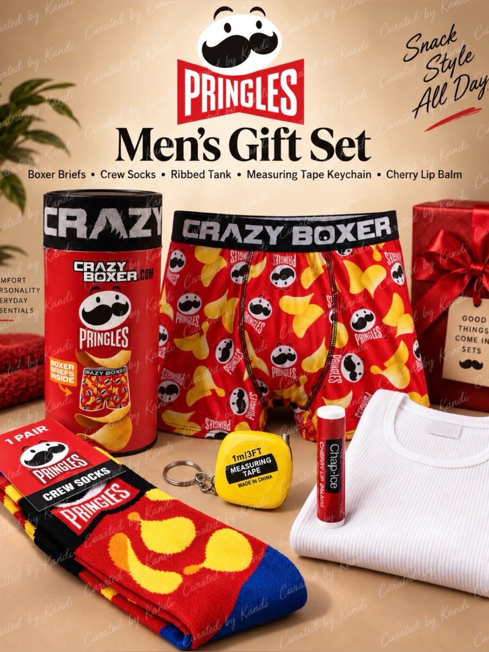PRINGLES Boxer Briefs & Socks + T-Shirt (Size XL)